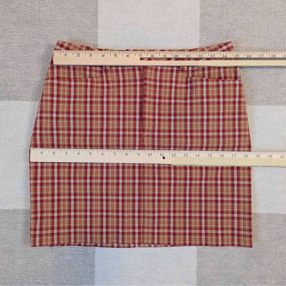 Vintage 90s GAP stretch cotton blend plaid mini skirt - Picture 4 of 7